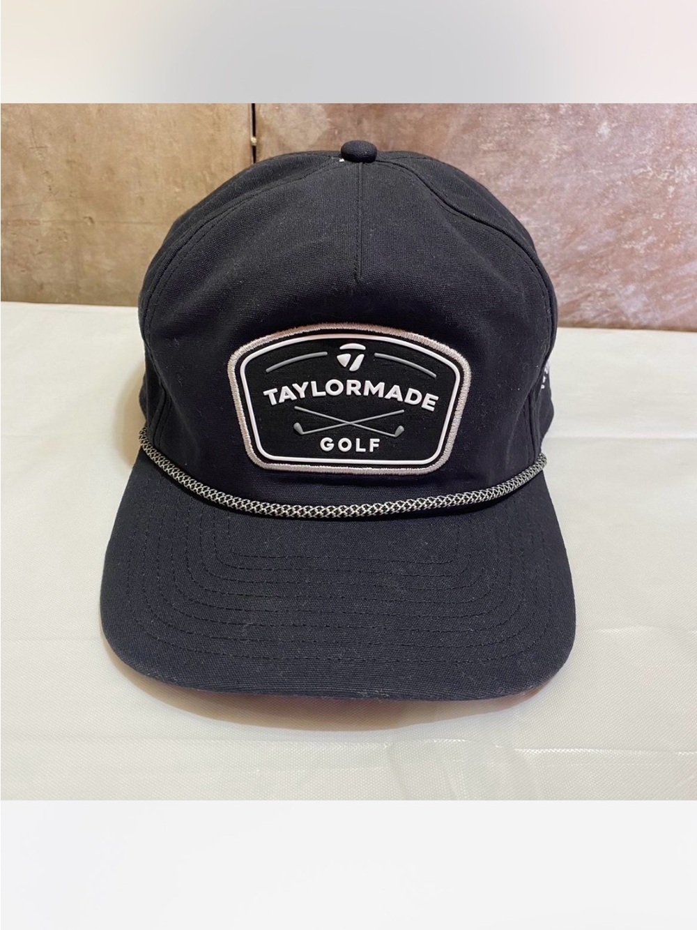 TaylorMade Black Cap with White Accent Patch and Rope